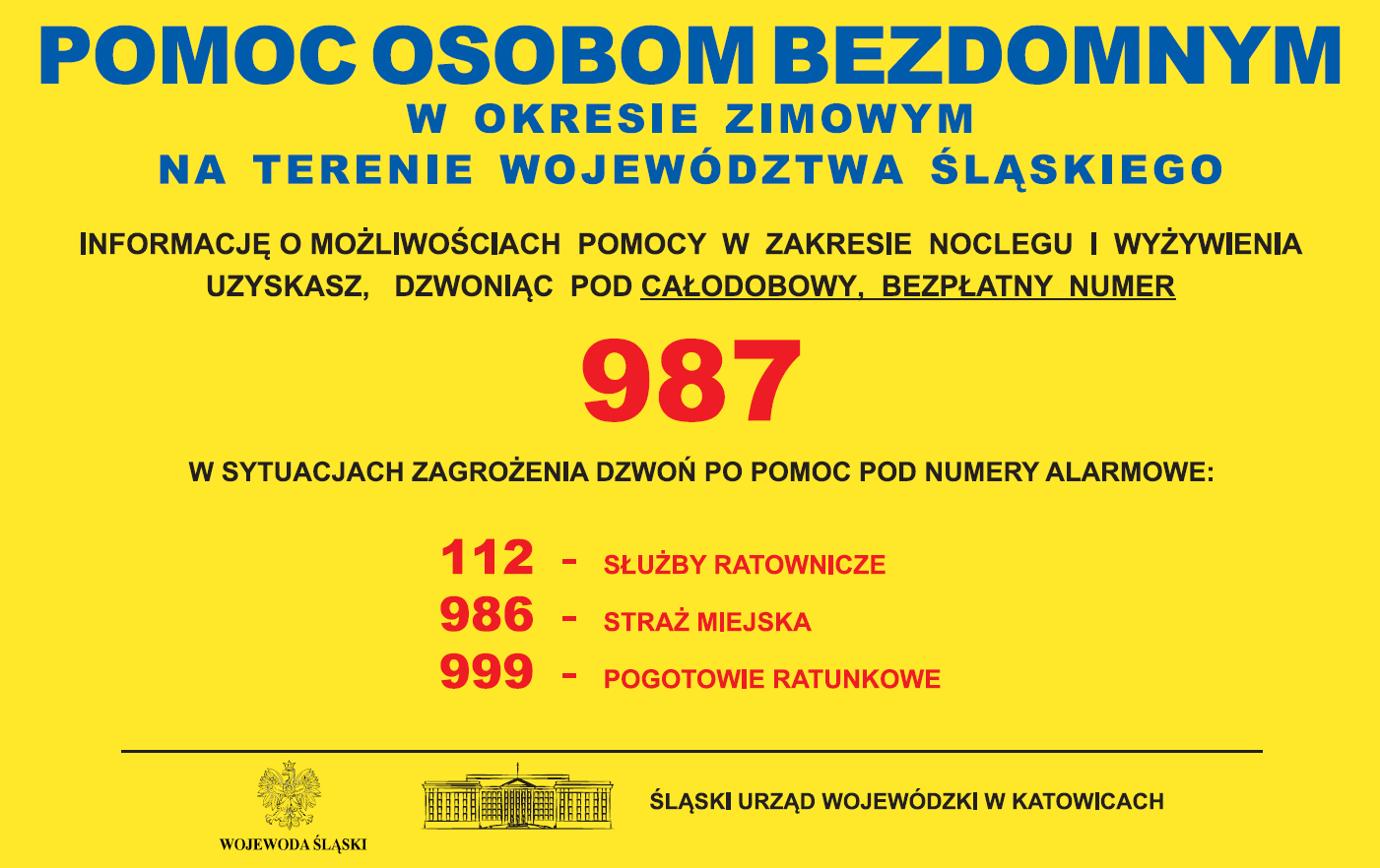 Numery alarmowe, pod którymi można uzyskać pomoc dla osób bezdomnych